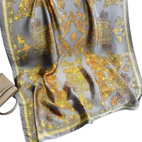 Retro Gilt Printing Classic Simulation Silk Brocade Large Long Scarf Shawl main image 5