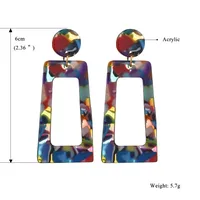 Vintage Color Acetate Sheet Acrylic Trapezoidal Earrings Wholesale main image 3