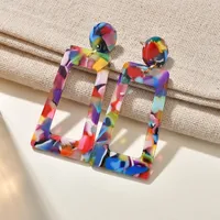 Vintage Color Acetate Sheet Acrylic Trapezoidal Earrings Wholesale sku image 1
