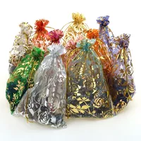 Multi-size Bronzing Rose Gauze Gift Decoration Organza Bunch Pocket Candy Bag Wholesale main image 2
