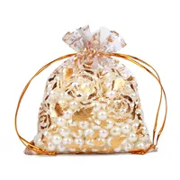 Multi-size Bronzing Rose Gauze Gift Decoration Organza Bunch Pocket Candy Bag Wholesale main image 3
