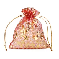 Multi-size Bronzing Rose Gauze Gift Decoration Organza Bunch Pocket Candy Bag Wholesale main image 4