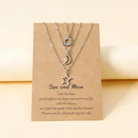New Hollow Sun Moon And Star Pendent Card Alloy Necklace main image 3