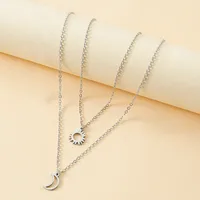New Hollow Sun Moon And Star Pendent Card Alloy Necklace main image 4