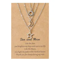 New Hollow Sun Moon And Star Pendent Card Alloy Necklace main image 5
