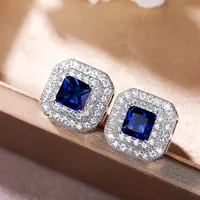 Simple Earrings Fashion Classic Square Zircon Copper Earrings main image 1