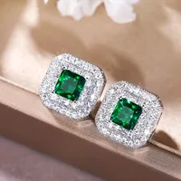 Simple Earrings Fashion Classic Square Zircon Copper Earrings main image 2
