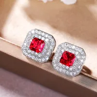Simple Earrings Fashion Classic Square Zircon Copper Earrings main image 3