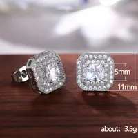 Simple Earrings Fashion Classic Square Zircon Copper Earrings main image 5