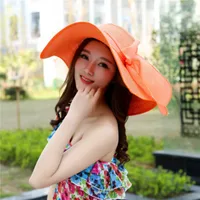 Big Brim Straw Summer Female Foldable Summer Beach Sunscreen Ladies Hat sku image 7