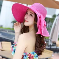 Big Brim Straw Summer Female Foldable Summer Beach Sunscreen Ladies Hat sku image 8