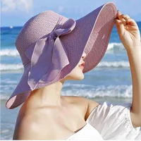 Big Brim Straw Summer Female Foldable Summer Beach Sunscreen Ladies Hat sku image 9