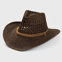 2022 Solid Color Sunscreen Sunshade Cowboy Handmade Straw Hat main image 4