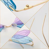 New Dragonfly Sunglasses Women's Fashion Wings Sunglasses Trendy Double Lens Party Ball Sunglasses main image 3