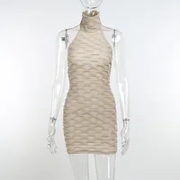 Spring And Summer Fashion Sexy Package Hip Skirt Slim Half Turtleneck Halter Dress sku image 3