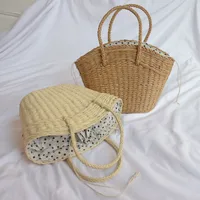 Women New Fashion Straw Woven Portable Seaside Holiday Handbag41*25cm main image 2