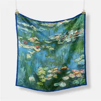 53cm Monet Oil Painting Series Water Lilies In The Pond Silk Scarf main image 1