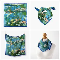 53cm Monet Oil Painting Series Water Lilies In The Pond Silk Scarf main image 2