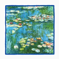53cm Monet Oil Painting Series Water Lilies In The Pond Silk Scarf main image 4