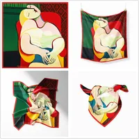 53cm Oil Painting Series Picasso Dream Lady Twill Decorative Small Square Scarf main image 2