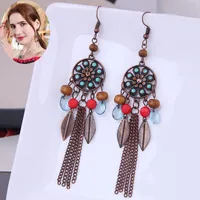 Fashion Bohemian Ethnic Style Leaves Tassel Alloy  Earrings main image 1