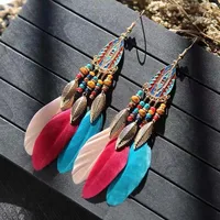 Retro Court Ethnic Style Bohemian Water Drop Alloy Feather Earrings main image 6
