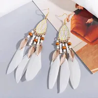 Retro Court Ethnic Style Bohemian Water Drop Alloy Feather Earrings main image 4