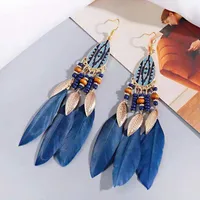 Retro Court Ethnic Style Bohemian Water Drop Alloy Feather Earrings main image 3