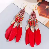 Retro Court Ethnic Style Bohemian Water Drop Alloy Feather Earrings main image 2