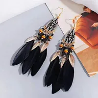Retro Court Ethnic Style Bohemian Water Drop Alloy Feather Earrings main image 1