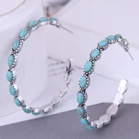 Fashion Metal Simple Inlaid Turquoise Exaggerated Alloy Earrings main image 1