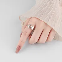 New Rotating Star And Moon Cross-bright Copper Zircon Index Finger Ring main image 3