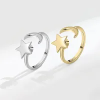 New Rotating Star And Moon Cross-bright Copper Zircon Index Finger Ring main image 4