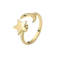 New Rotating Star And Moon Cross-bright Copper Zircon Index Finger Ring main image 5
