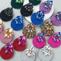 Fashion Geometric Glass Diamond Braided Earrings main image 1