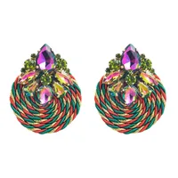Fashion Geometric Glass Diamond Braided Earrings main image 5
