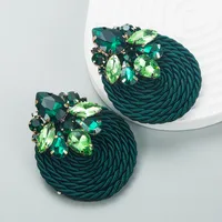 Fashion Geometric Glass Diamond Braided Earrings sku image 3