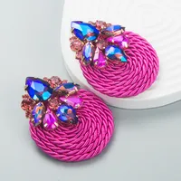 Fashion Geometric Glass Diamond Braided Earrings sku image 5