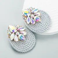 Fashion Geometric Glass Diamond Braided Earrings sku image 6