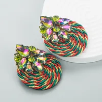 Fashion Geometric Glass Diamond Braided Earrings sku image 7