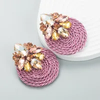 Fashion Geometric Glass Diamond Braided Earrings sku image 8