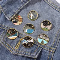 Cartoon Moon Stars Mountains Rivers Series Alloy Brooch main image 1