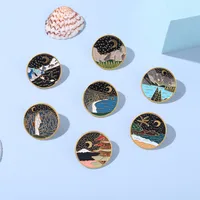 Cartoon Moon Stars Mountains Rivers Series Alloy Brooch main image 2