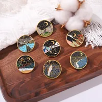 Cartoon Moon Stars Mountains Rivers Series Alloy Brooch main image 3