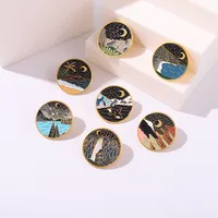 Cartoon Moon Stars Mountains Rivers Series Alloy Brooch main image 4