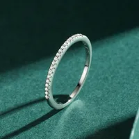 Fashion S925 Sterling Silver Simple Inlaid Diamond Ring main image 3