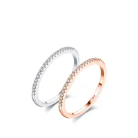 Fashion S925 Sterling Silver Simple Inlaid Diamond Ring main image 2