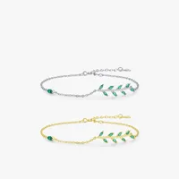 S925 Silver Simple Fashion Green Leaf Female Bracelet Jewelry main image 6
