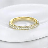 Fashion Simple Hollow Heart Row Diamond S925 Silver Ring main image 3