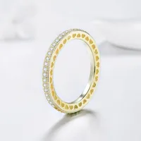 Fashion Simple Hollow Heart Row Diamond S925 Silver Ring main image 4